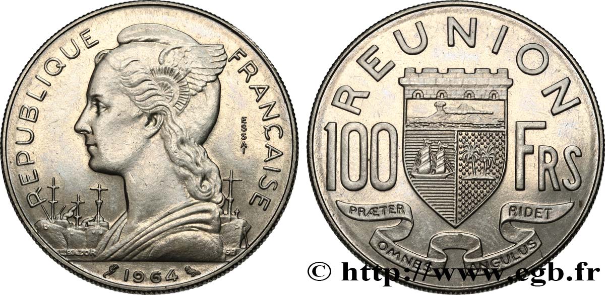 REUNION INSEL 100 Francs Essai 1964 Paris VZ 