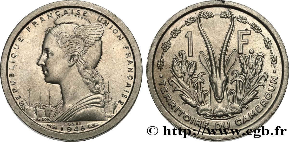 KAMERUN - FRANZÖSISCHE UNION Essai de 1 Franc 1948 Paris fST 