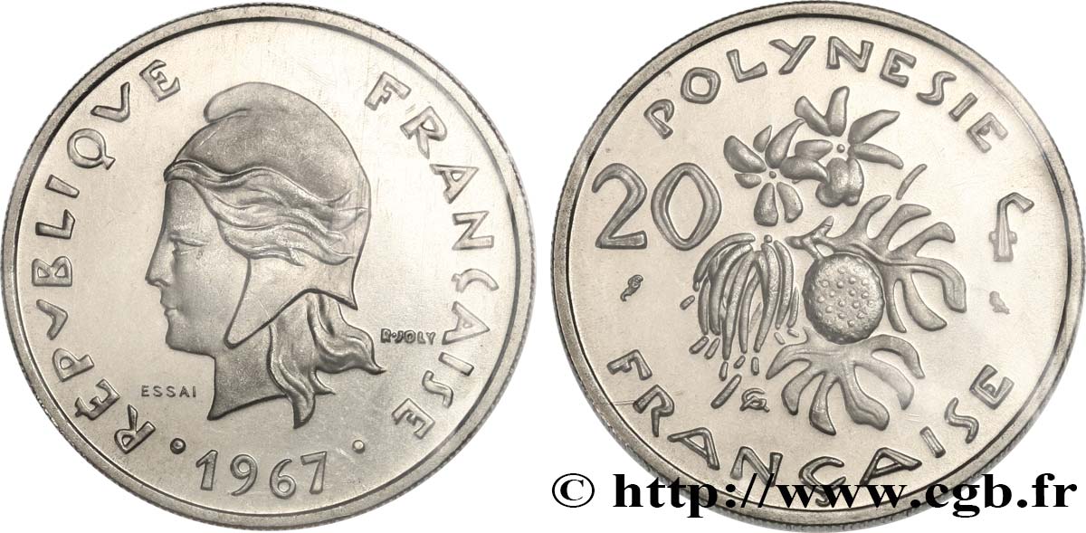 POLINESIA FRANCESA Essai de 20 Francs Marianne 1967 Paris FDC 