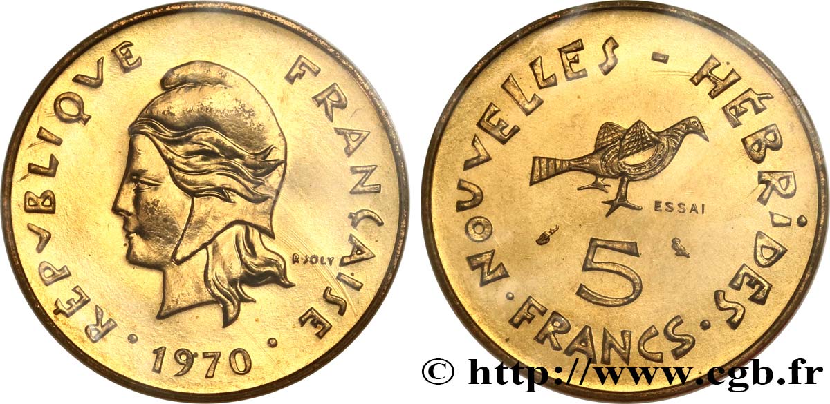 NUEVAS HÉBRIDAS (VANUATU desde 1980) Essai de 5 Francs 1970 Paris FDC 