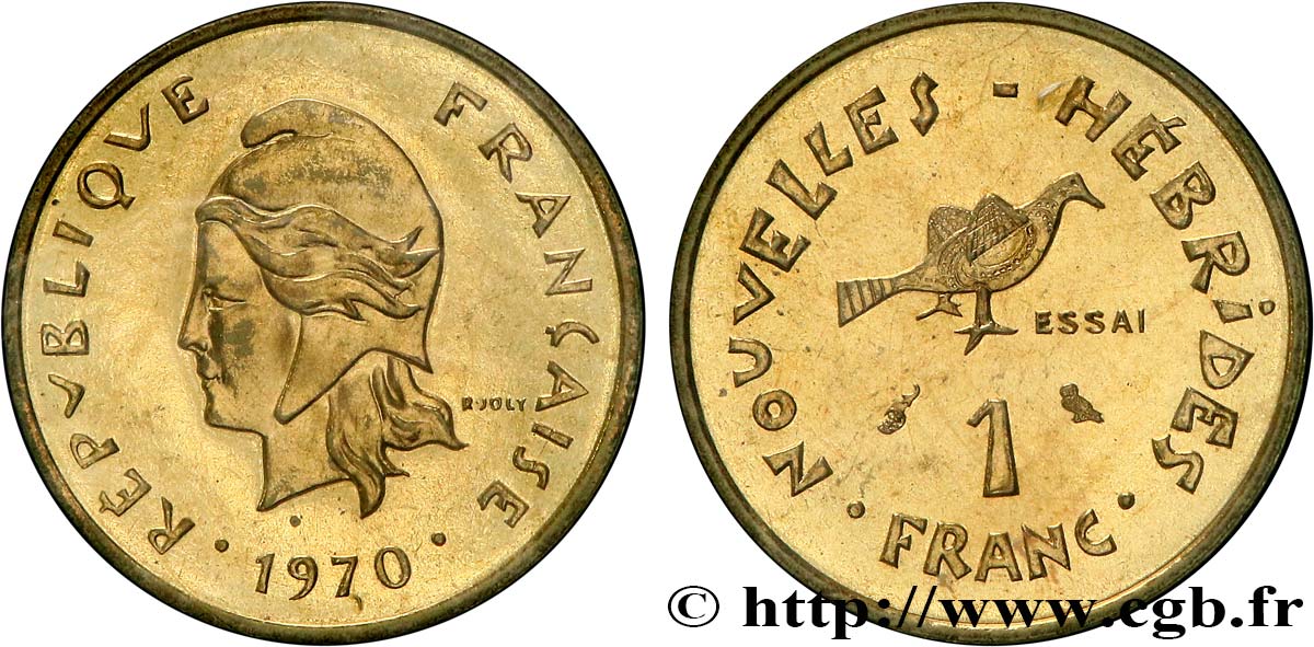 NOUVELLES HÉBRIDES (VANUATU depuis 1980) Essai de 1 Franc 1970 Paris FDC 