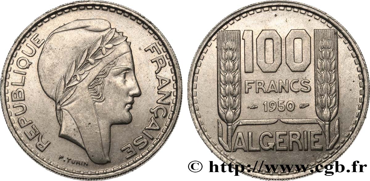 ALGÉRIE 100 Francs Turin 1950  SPL 
