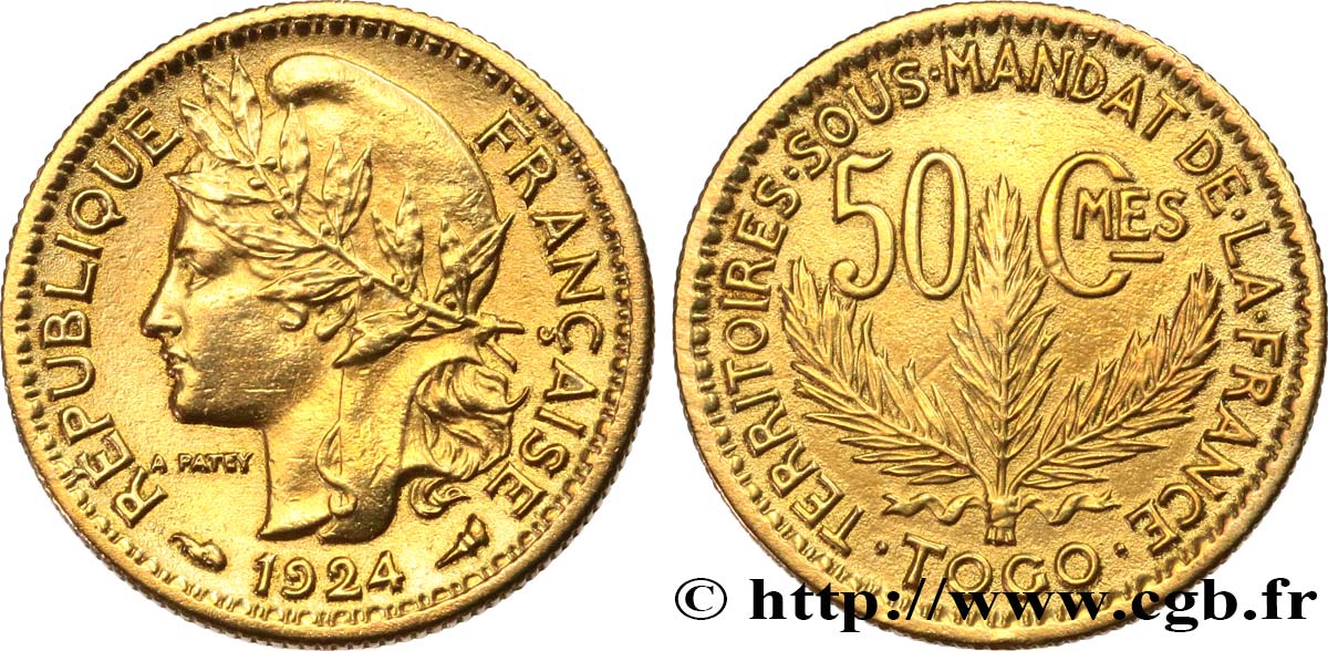 TOGO - MANDATO FRANCESE 50 Centimes 1924 Paris SPL 
