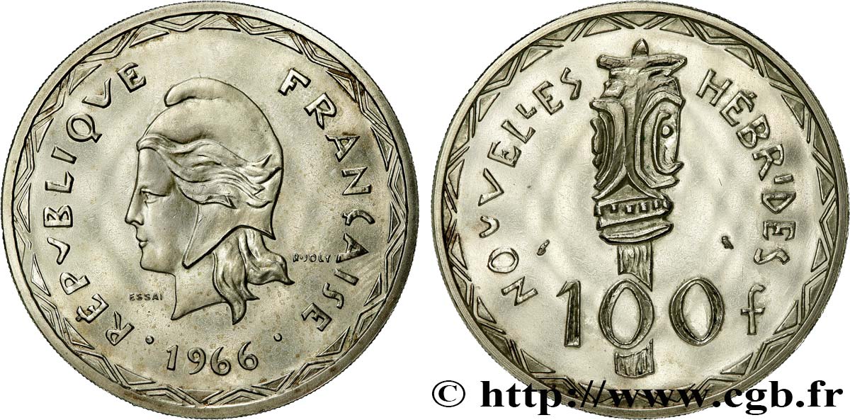 NOUVELLES HÉBRIDES (VANUATU depuis 1980) 100 Francs ESSAI 1966 Paris SUP 