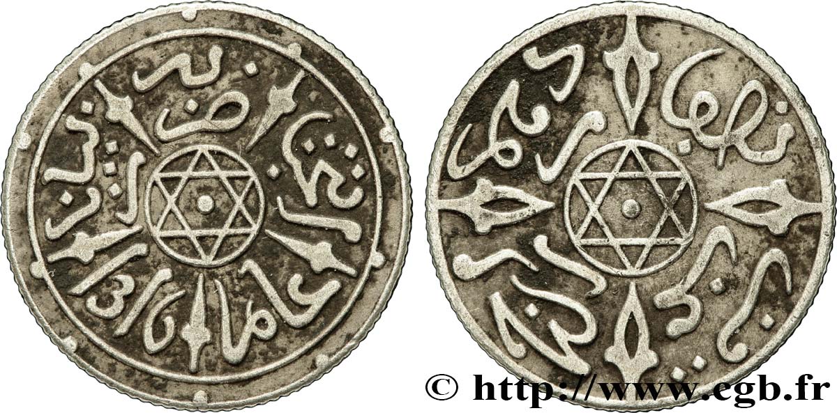 MAROKKO 1/2 Dirham Abdul Aziz I an 1316 1898 Paris SS 