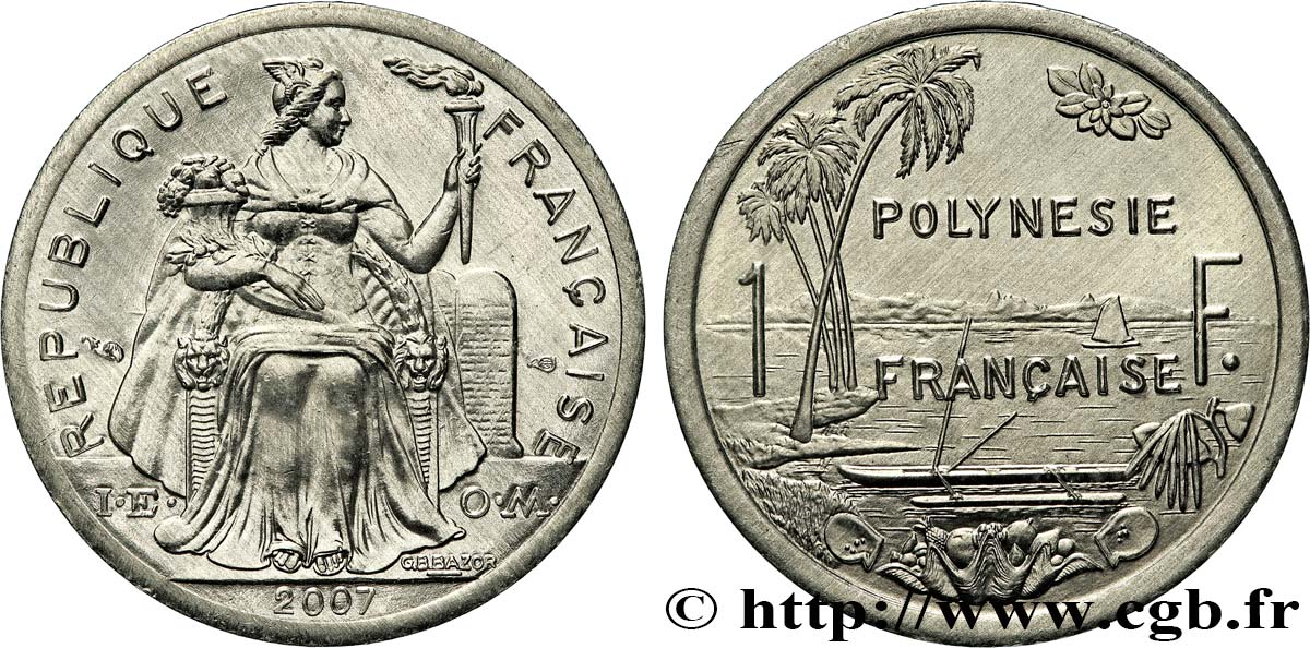 FRANZÖSISCHE-POLYNESIEN 1 Franc I.E.O.M. frappe médaille 2007 Paris ST 