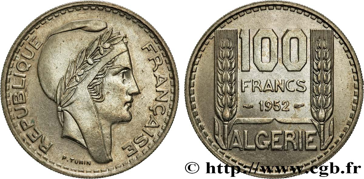 ALGERIEN 100 Francs Turin 1952  VZ 