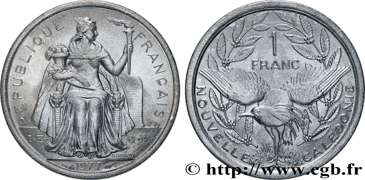 NEUKALEDONIEN 1 Franc I.E.O.M. 1977 Paris fST 