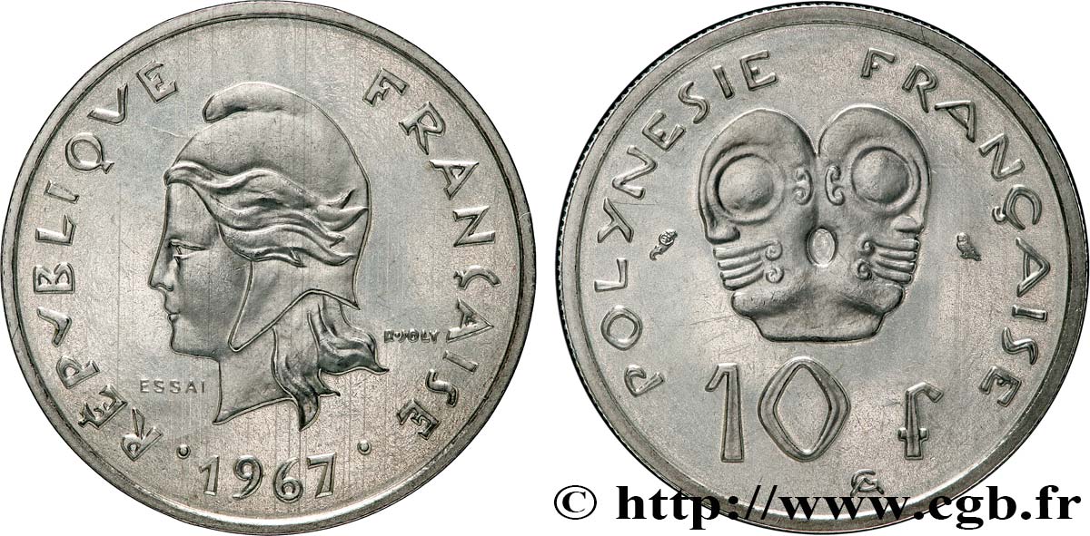 FRANZÖSISCHE-POLYNESIEN Essai de 10 Francs 1967 Paris ST 