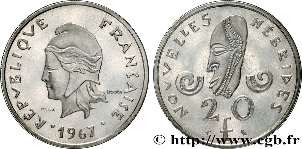 NEW HEBRIDES (VANUATU since 1980) Essai de 20 Francs 1967 Paris MS 