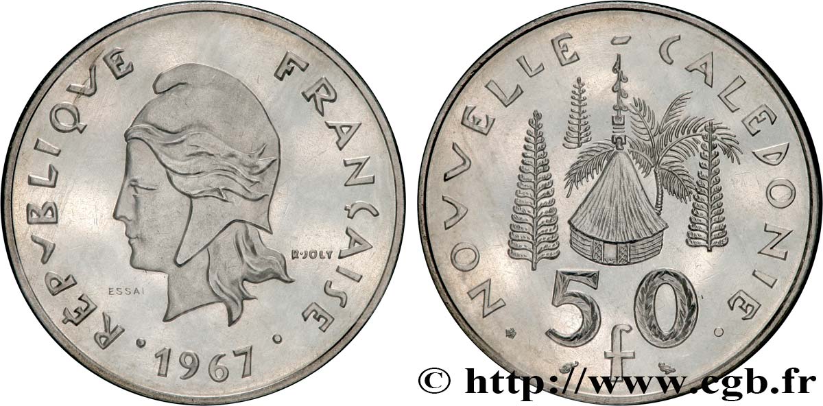 NUEVA CALEDONIA Essai de 50 Francs 1967 Paris FDC 