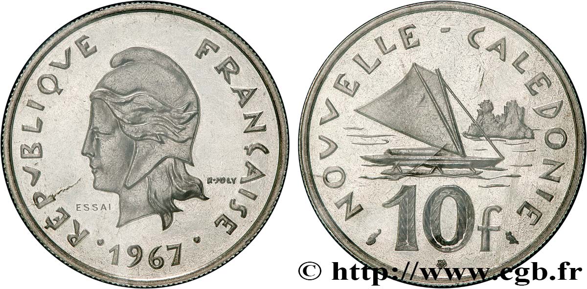 NUOVA CALEDONIA Essai de 10 Francs Marianne / voilier 1967 Paris FDC 