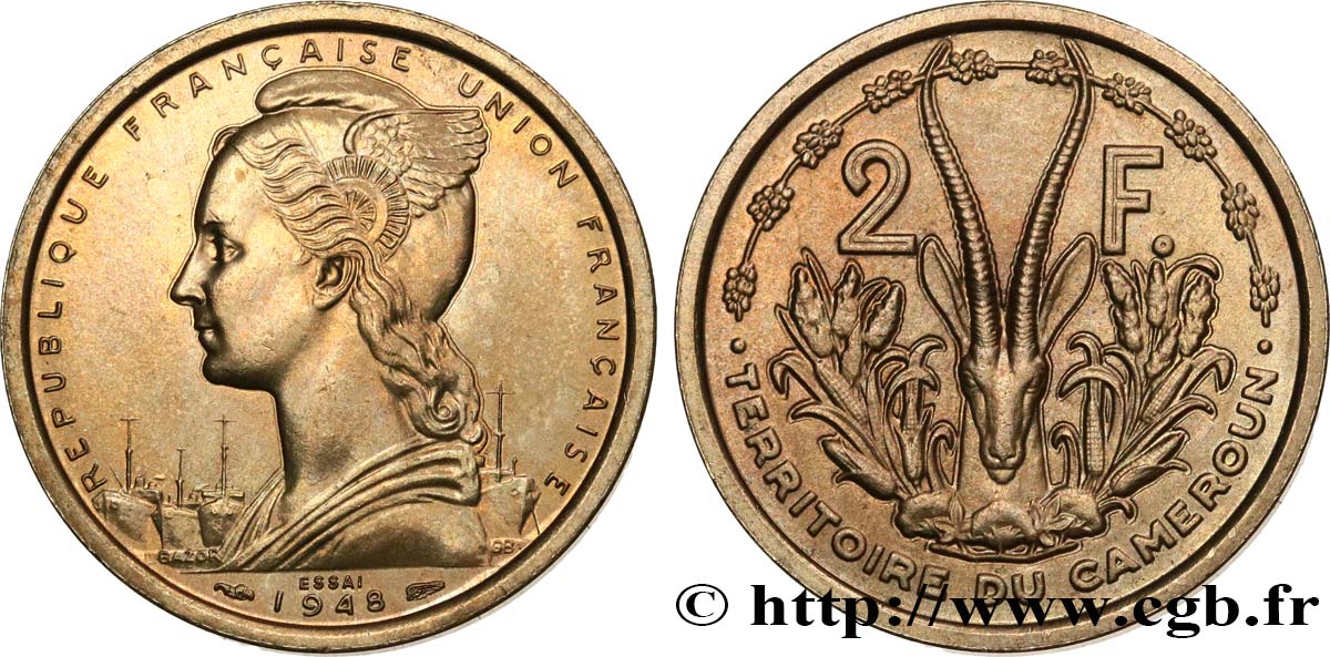 CAMEROUN - UNION FRANÇAISE Essai de 2 Francs 1948 Paris SPL 