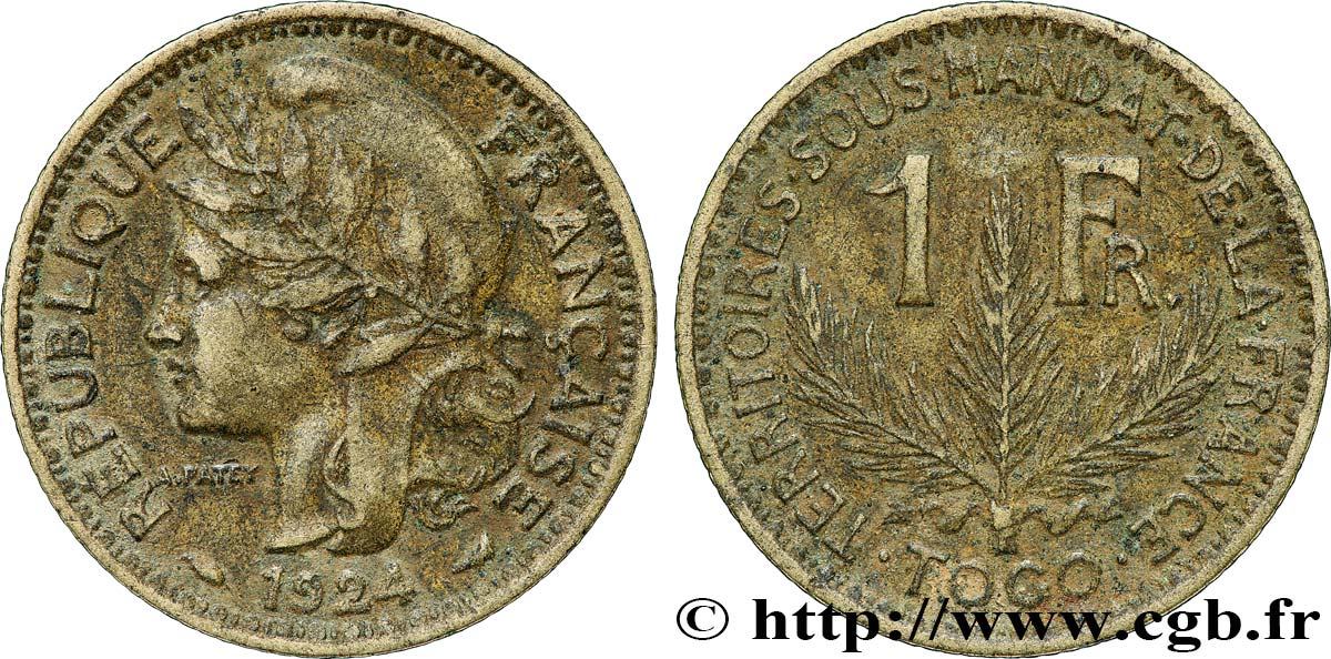 TOGO - MANDATO FRANCESE 1 Franc 1924 Paris q.BB 