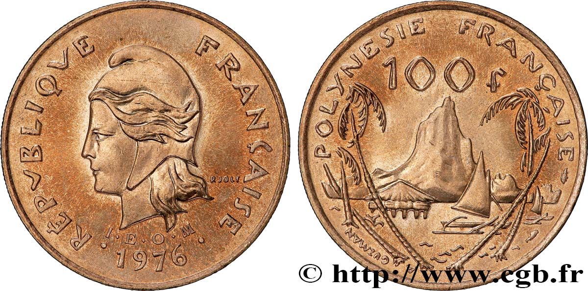 FRANZÖSISCHE-POLYNESIEN 100 Francs I.E.O.M. 1976 Paris fST 