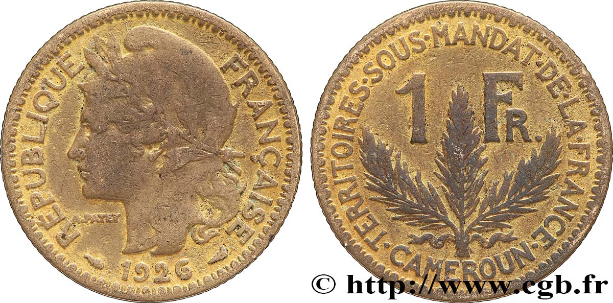 CAMERUN - Mandato Francese 1 Franc 1926 Paris MB 