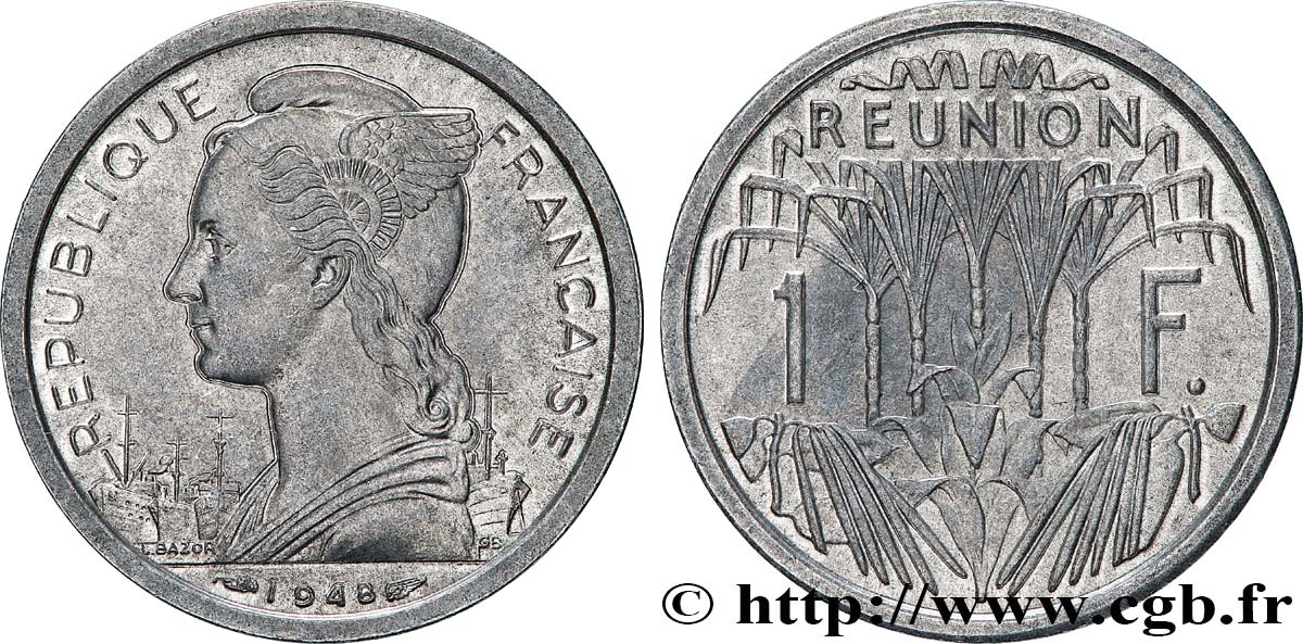 ÎLE DE LA RÉUNION 1 Franc 1948 Paris SUP 