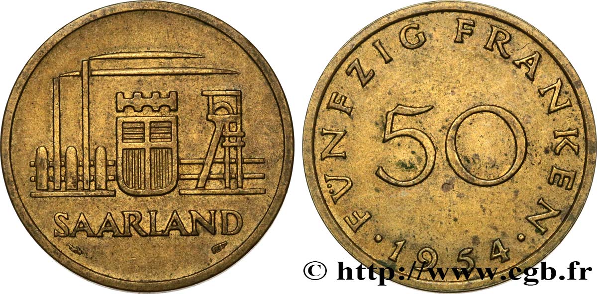 SARRE 50 Franken 1954 Paris EBC 