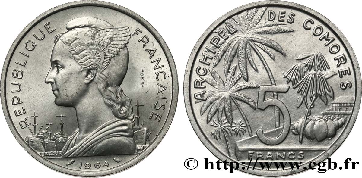 COMORES - Archipel Essai de 5 Francs 1964 Paris SPL 
