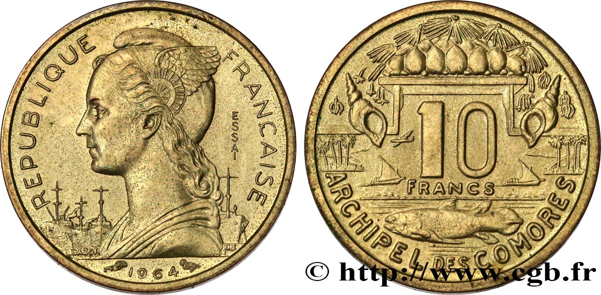 KOMOREN Essai de 10 Francs 1964 Paris fST 