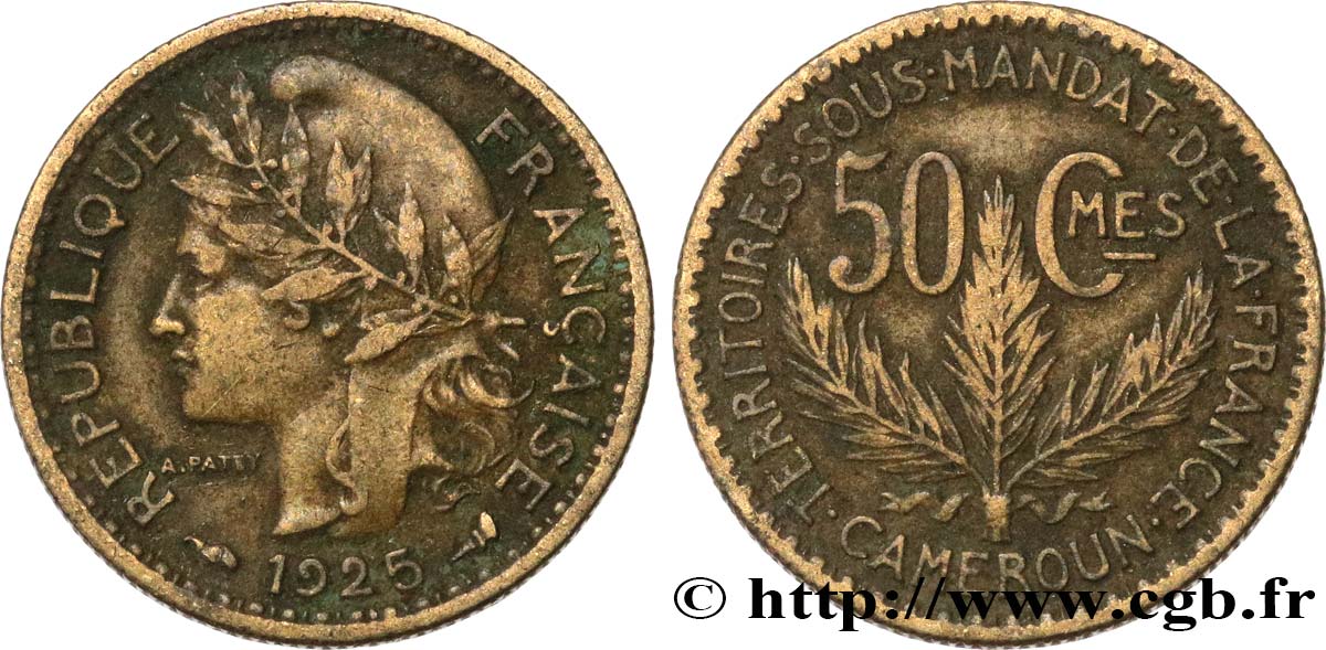 CAMERUN - Territorios sobre mandato frances 50 centimes 1925 Paris BC+ 