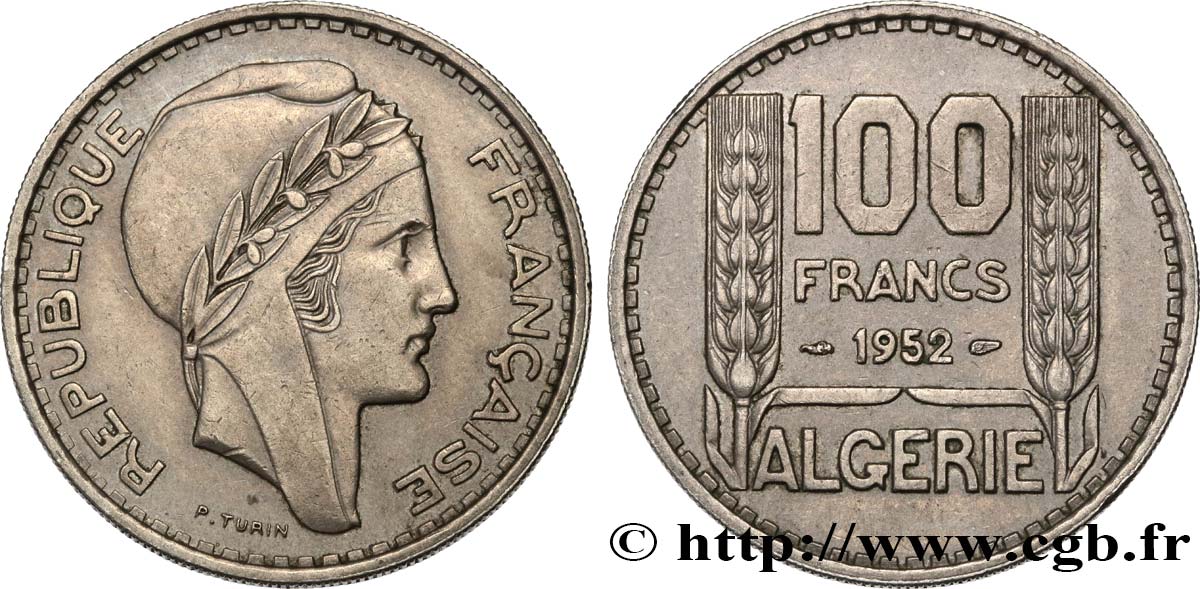 ALGERIA 100 Francs Turin 1952  SPL 