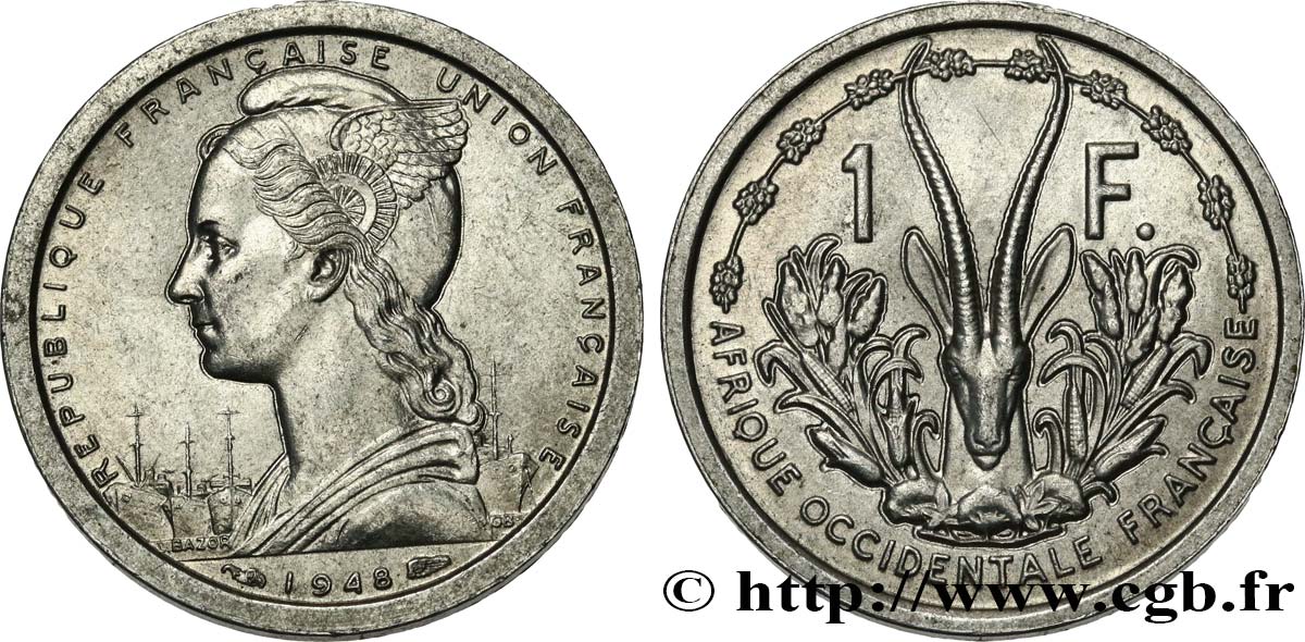 AFRIQUE OCCIDENTALE FRANÇAISE - UNION FRANÇAISE 1 Franc Union Française 1948 Paris SUP 