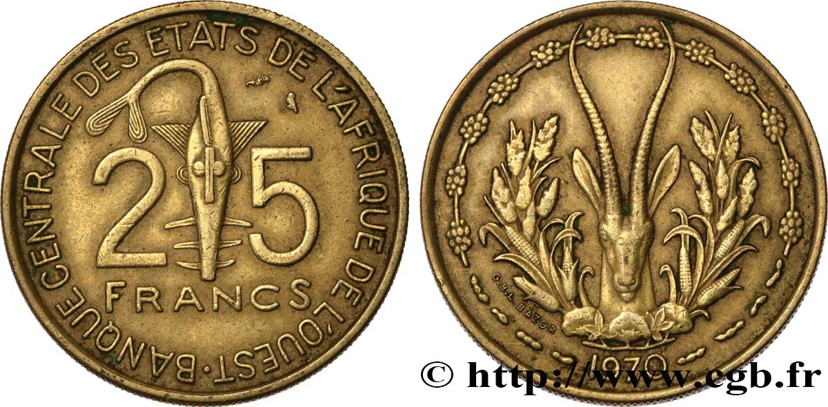 FRENCH WEST AFRICA - TOGO 25 Francs 1957 Paris XF 