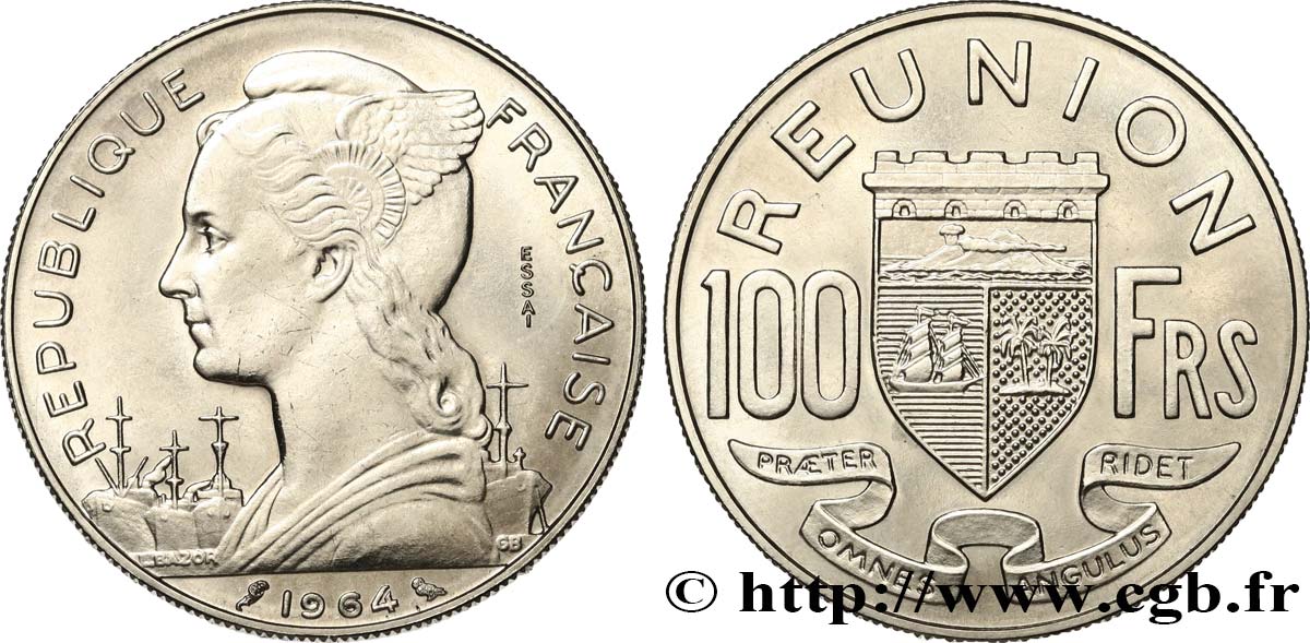 ÎLE DE LA RÉUNION Essai de 100 Francs 1964 Paris FDC 