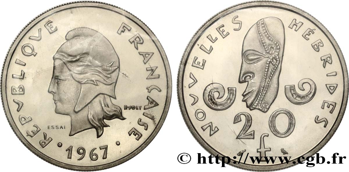 NEUE HEBRIDEN (VANUATU ab 1980) Essai de 20 Francs 1967 Paris ST 