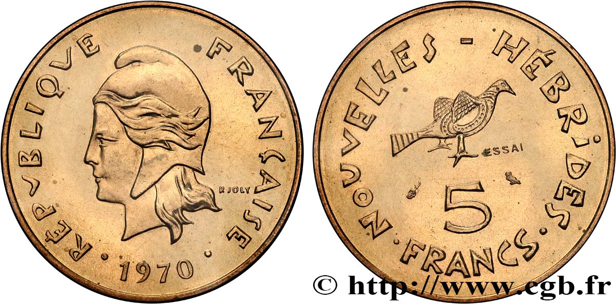 NUOVO EBRIDI (VANUATU dopo1980) Essai de 5 Francs 1970 Paris FDC 