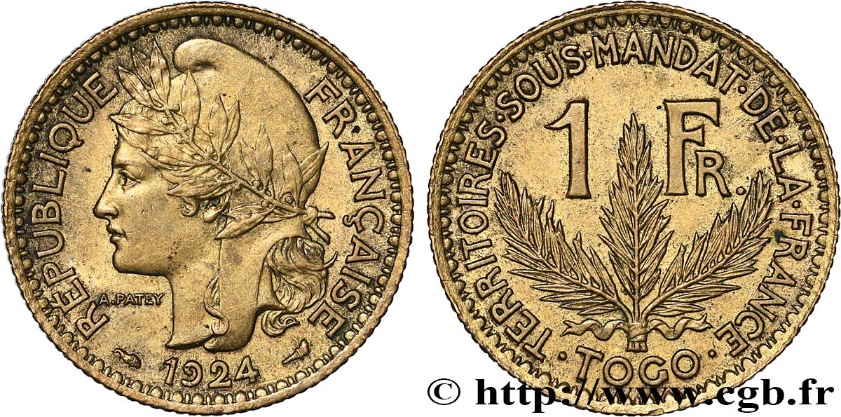 TOGO - FRANZÖSISCHE MANDAT 1 Franc 1924 Paris VZ 