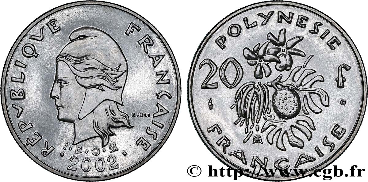 FRENCH POLYNESIA 20 Francs I.E.O.M. 2002 Paris MS 