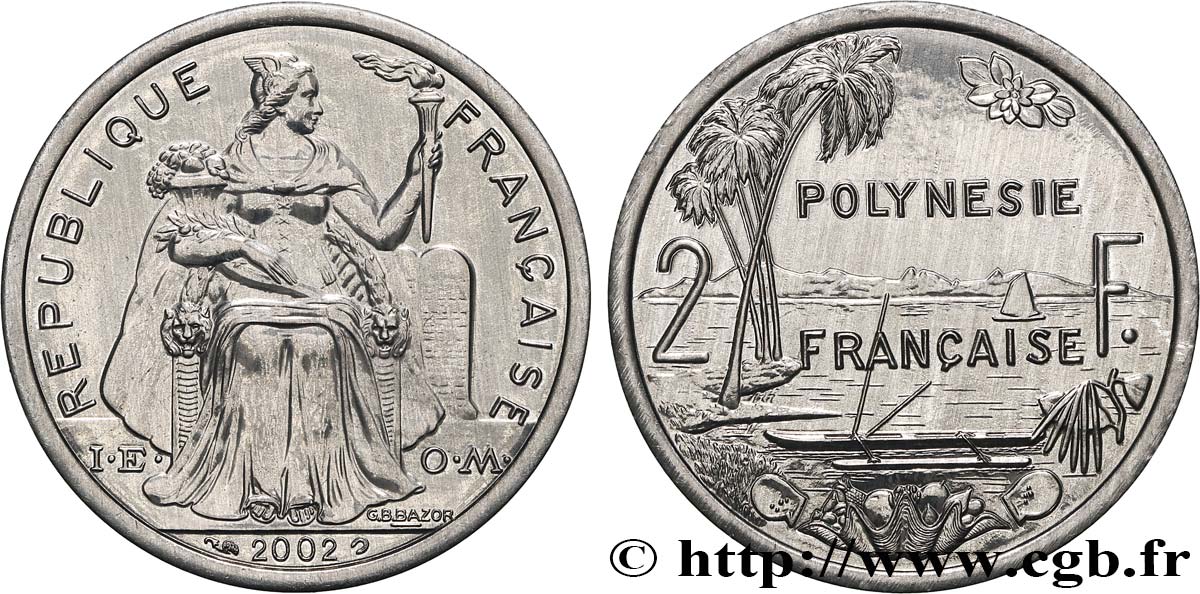 FRANZÖSISCHE-POLYNESIEN 2 Francs 2002 Paris ST 