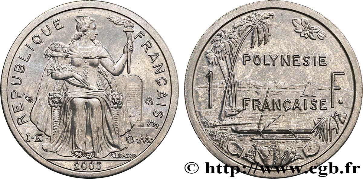 POLYNÉSIE FRANÇAISE 1 Franc I.E.O.M. 2003 Paris FDC 