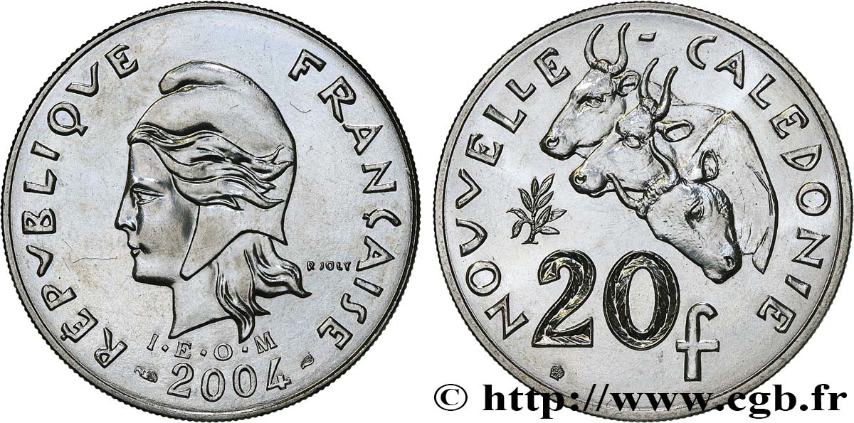 NOUVELLE CALÉDONIE 20 Francs I.E.O.M. 2004 Paris FDC 