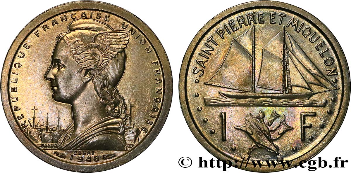 SAINT-PIERRE UND MIQUELON 1 Franc ESSAI 1948 Paris fST 