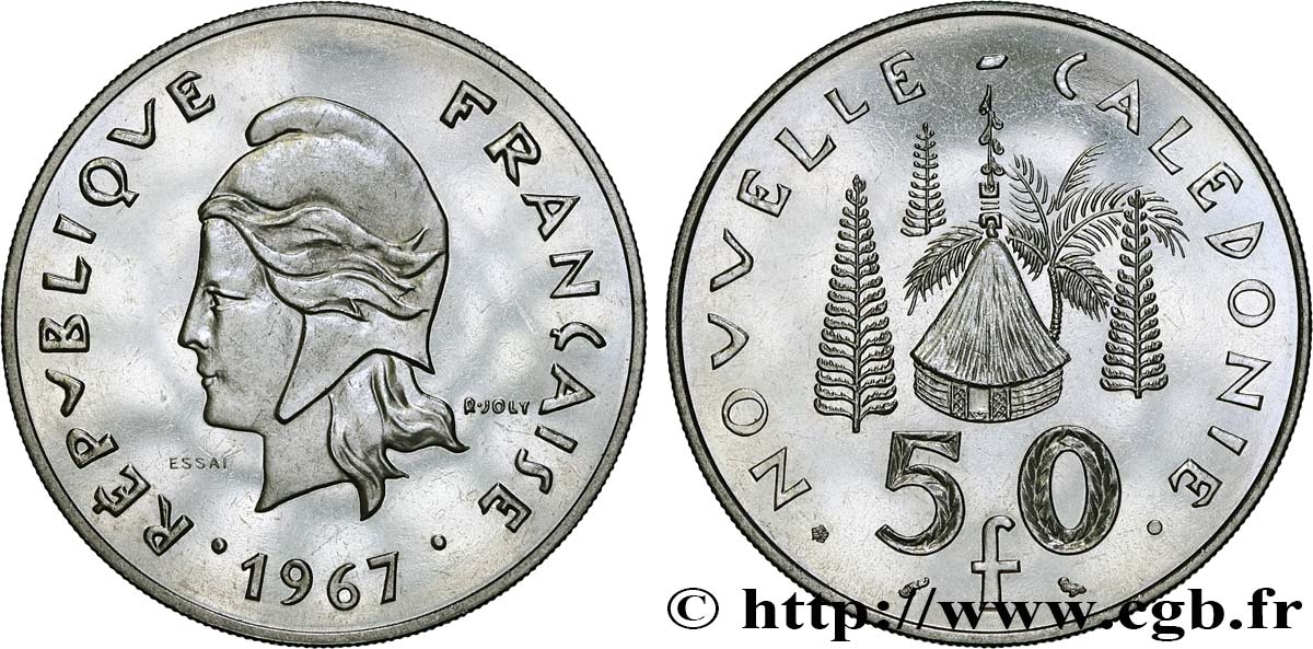 NEUKALEDONIEN Essai 50 Francs 1967 Paris fVZ 
