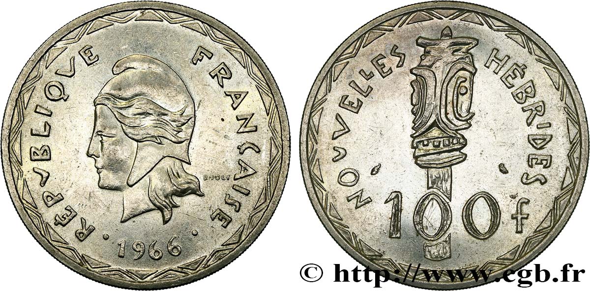 NOUVELLES HÉBRIDES (VANUATU depuis 1980) 100 Francs 1966 Paris TTB+ 