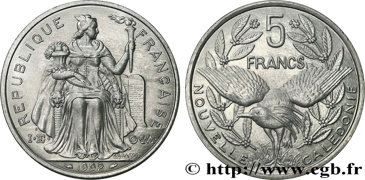 NUEVA CALEDONIA 5 Francs I.E.O.M. 1992 Paris SC 