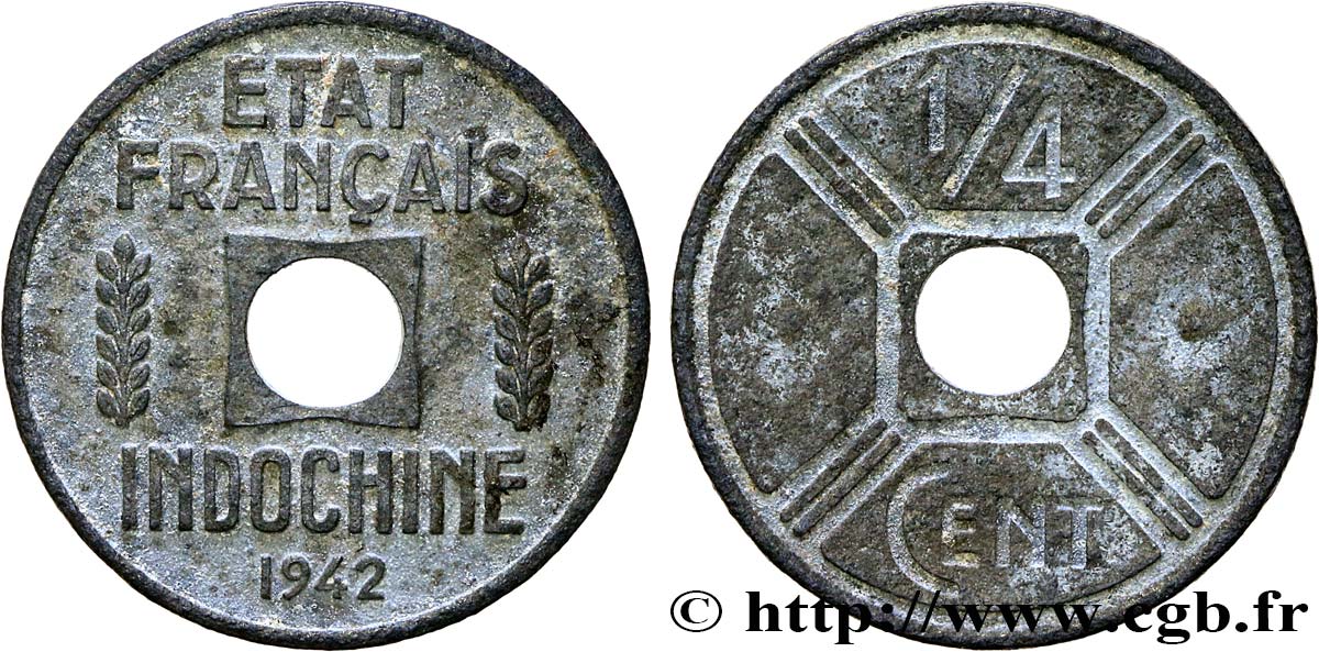 INDOCHINA 1/4 Cent 1942 Osaka BC+ 