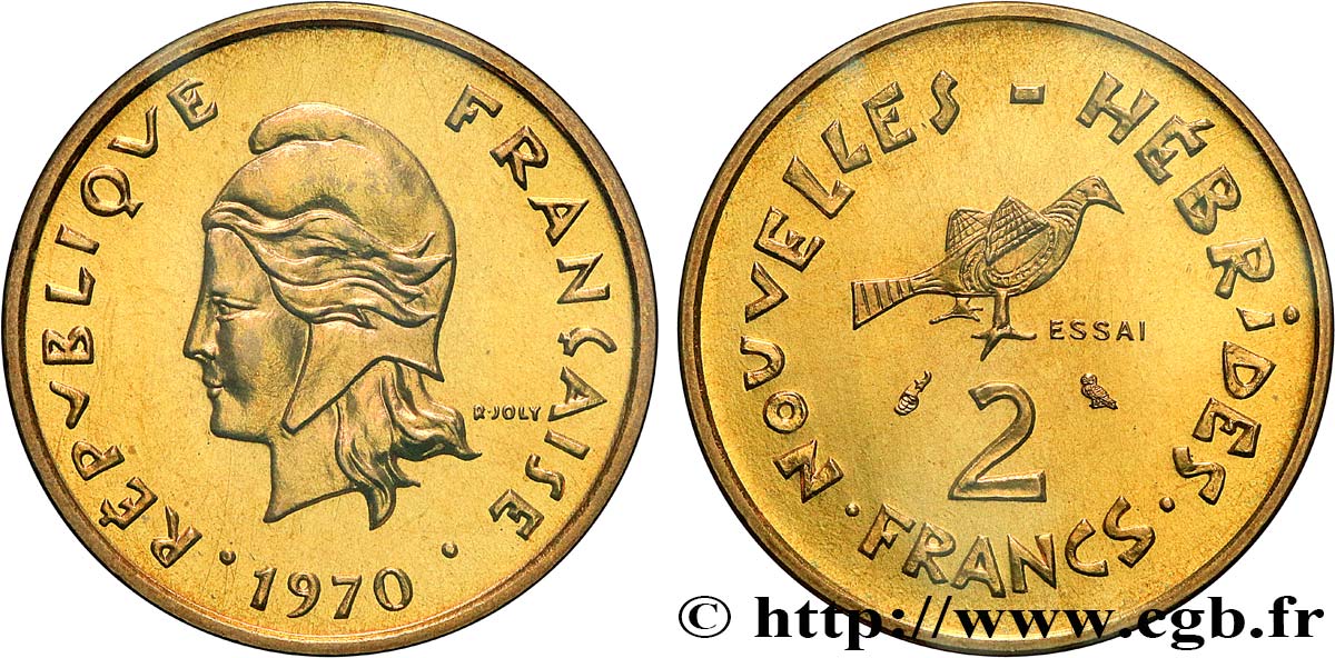 NEUE HEBRIDEN (VANUATU ab 1980) Essai de 2 Francs 1970 Paris ST 