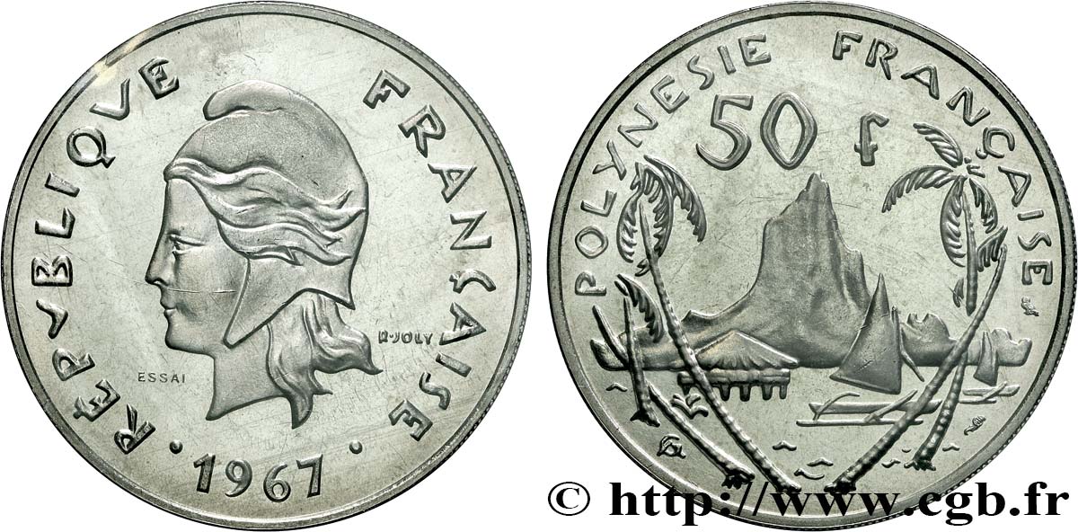FRANZÖSISCHE-POLYNESIEN Essai de 50 Francs Marianne
 1967 Paris ST 