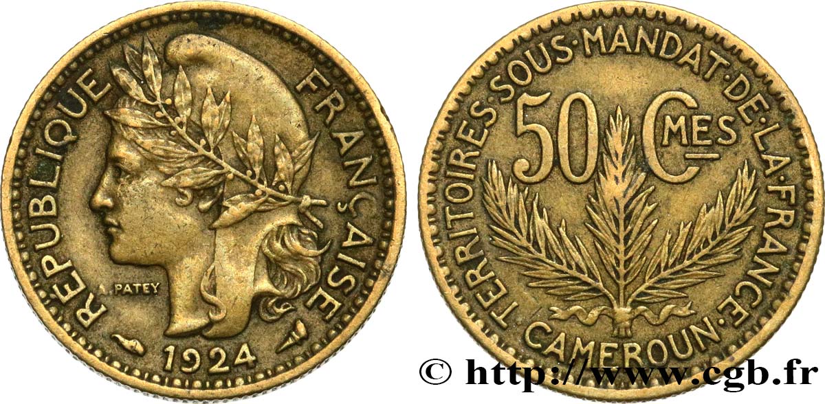 CAMERUN - Mandato Francese 50 Centimes 1924 Paris BB 