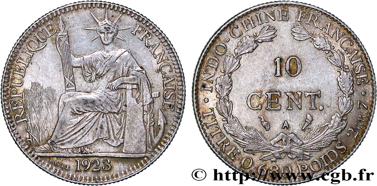 FRANZÖSISCHE-INDOCHINA 10 Centièmes 1923 Paris SS 