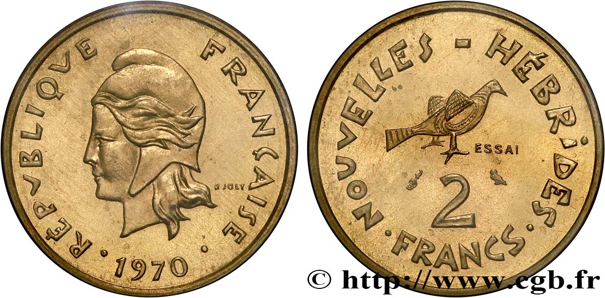 NOUVELLES HÉBRIDES (VANUATU depuis 1980) Essai de 2 Francs 1970 Paris FDC 