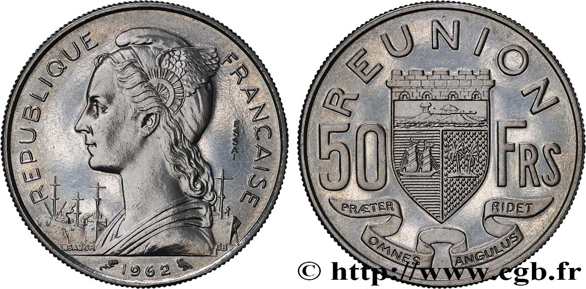 ISLA DE LA REUNIóN Essai 50 francs 1962 Paris FDC 