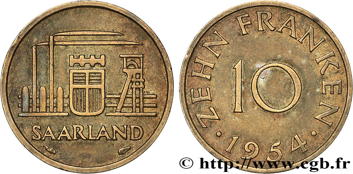 SAARLAND 10 Franken 1954 Paris SS 