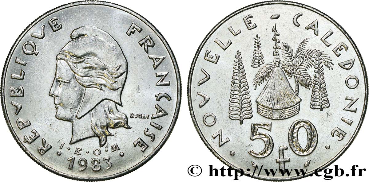 NUEVA CALEDONIA 50 Francs I.E.O.M. 1983 Paris EBC 