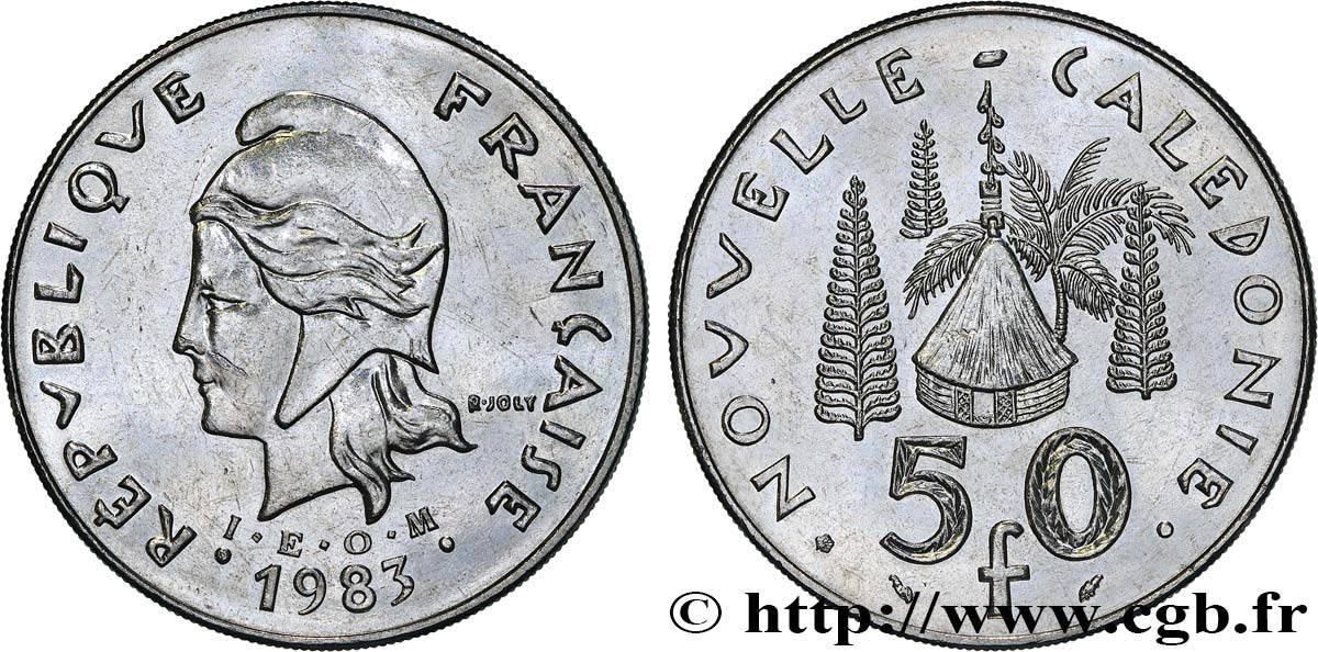 NEUKALEDONIEN 50 Francs I.E.O.M. 1983 Paris VZ 